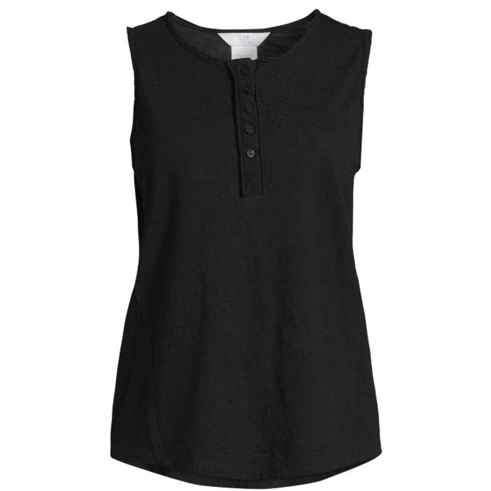 Time and Tru Womens Henley Tank Top Raw Edge Detail Medium 8-10 New with Tags